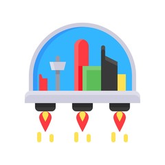 Space habitat vector, Future technology flat design icon