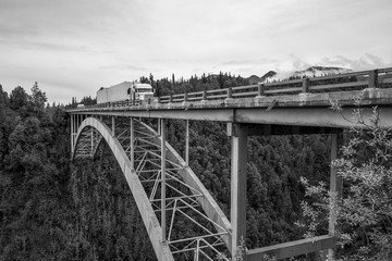 bridge with truck crossing it 