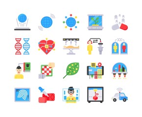Future technology vector icon set, flat style