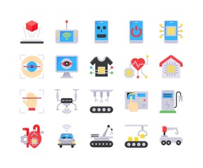 Future technology vector icon set 2, flatstyle