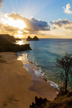 Beautiful sunset in Fernando de Noronha from Boldro sunset viewpoint