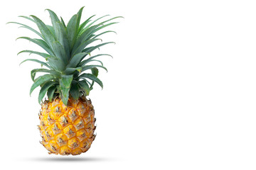 Ripe pineapple isolated on white background with shadow and space for text