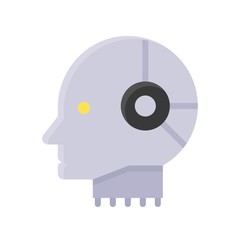 Robot head vector, Artificial related flat design icon