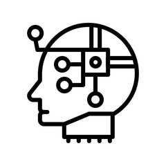 Robot head with circuit chip vector, Artificial related line design icon