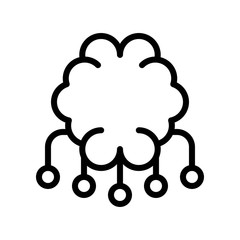 Circuit chip with brain vector, Artificial related line design icon