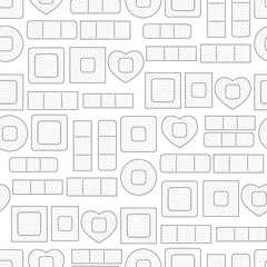 Seamless pattern with hand drawn cartoon plaster. Vector illustration