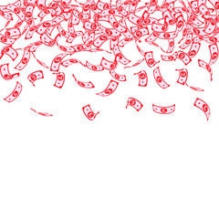 British pound notes falling. Small GBP bills on wh