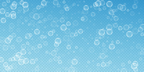 Random soap bubbles abstract background. Blowing b