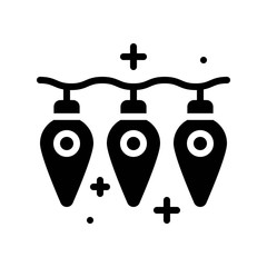 Christmas lights solid style icon, vector illustration