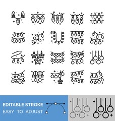 Christmas lights vector icon set, line style