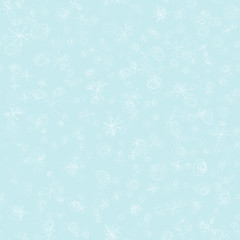 Fototapeta premium Hand Drawn white Snowflakes Christmas Seamless Pat