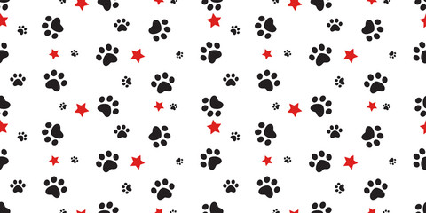 dog paw seamless pattern footprint star vector french bulldog cartoon icon scarf isolated repeat wallpaper tile background illustration doodle design