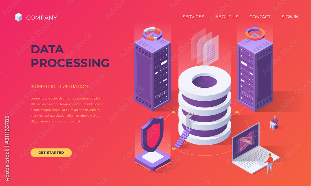 Wall mural landing page for data base processing