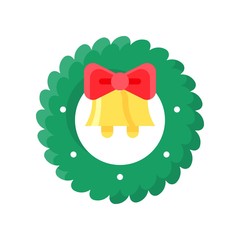 Christmas Wreath vector illustration, flat design icon