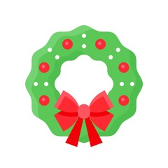 Christmas Wreath vector illustration, flat design icon