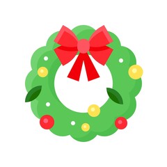 Christmas Wreath vector illustration, flat design icon