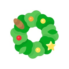 Christmas Wreath vector illustration, flat design icon