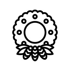 Christmas Wreath vector illustration, line design icon