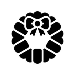 Christmas Wreath vector illustration, solid design icon