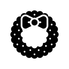 Christmas Wreath vector illustration, solid design icon