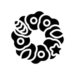 Christmas Wreath vector illustration, solid design icon