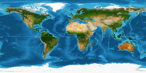 XXL size physical world map illustration. Primary source, elements of this image furnished by NASA. Extra large big map with highest detail avalable. 350 Mega Pixels resolution. - 311135942