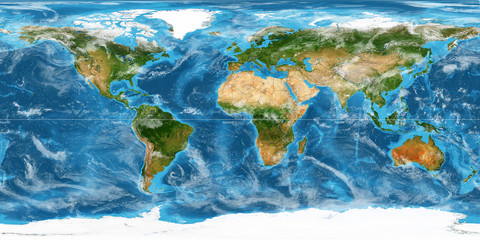 Fototapety  Ilustracja mapa świata fizycznego w rozmiarze XXL. Źródło pierwotne, elementy tego obrazu dostarczone przez NASA. Bardzo duża mapa z największą ilością dostępnych szczegółów. Rozdzielczość 350 megapikseli.