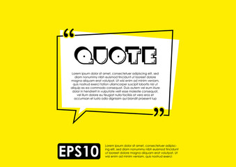 Illustration vector of typography design. Remark quote text box poster template concept. blank empty frame citation. Quotation paragraph symbol icon. double bracket comma mark. bubble dialogue banner.