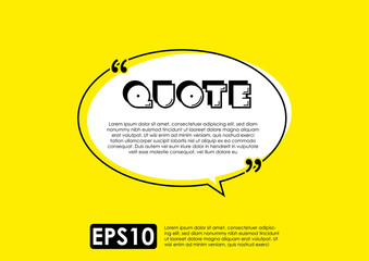 Illustration vector of typography design. Remark quote text box poster template concept. blank empty frame citation. Quotation paragraph symbol icon. double bracket comma mark. bubble dialogue banner.