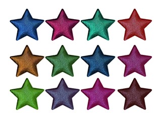 glittered star shape eye-shadow on white background