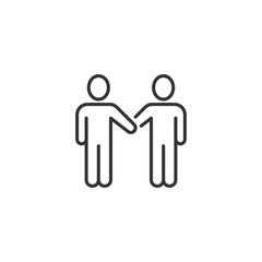 Greetings gesture icon in flat style. People handshake vector illustration on white isolated background. Hand shake business concept.
