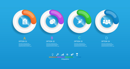 horizontal circles infographics 4 steps vector illustration