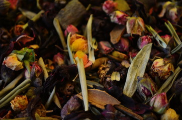 Colorful counter with tea at Istanbul Spice market