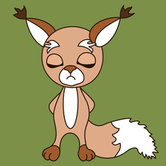 an emoticon with a cool offended squirrel that stands with its eyes closed and hands clasped behind its back, color clip art on a isolated background