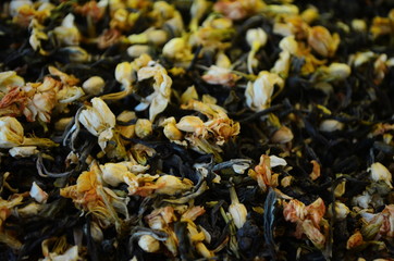 Colorful counter with tea at Istanbul Spice market