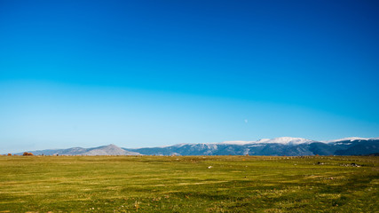 Fototapeta premium Peak of Navacerrada that separates the provinces of Segovia and Madrid in the mountains of Guadarrama, Spain
