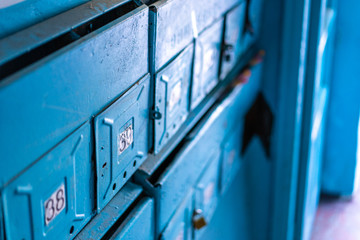 Mailboxes in the entrance of the house