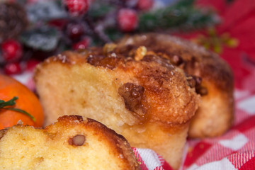 Christmas cake with nuts and orange