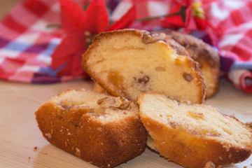 Sweet Christmas dessert with nuts and orange