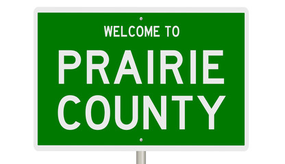 Rendering of a gren 3d highway sign for Prairie County