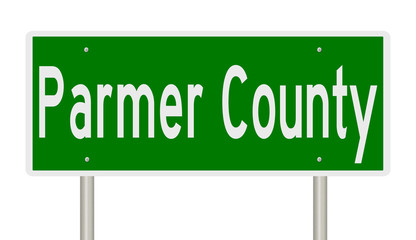 Rendering of a gren 3d highway sign for Parmer County