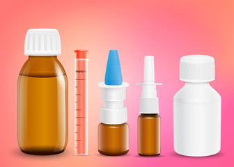 Set of medicines for the treatment of various symptoms.
