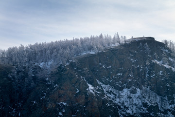 winter landscape with mountains on the island of Olkhon