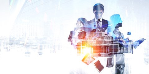 Business team concept. Mixed media