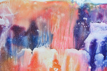 Abstract, fairytale, colorful background. Watercolor drawing, monotype, imprint.