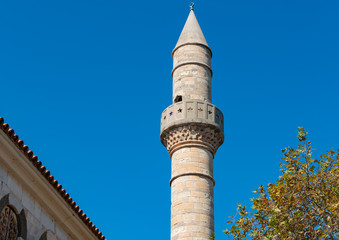Sturmspitze von der Defterdar Moschee am Hauptplatz von Kos Stadt auf der Insel Kos Griechenland