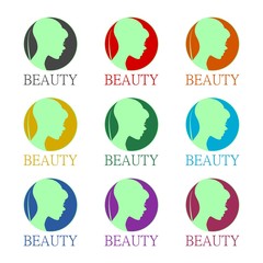 Beauty salon logo color icon set isolated on white background