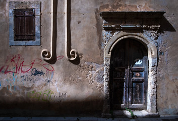 Doors and windows of old Crete. Greece.