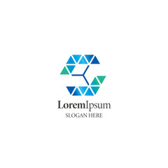 Blue geometric shapes logo design template on white