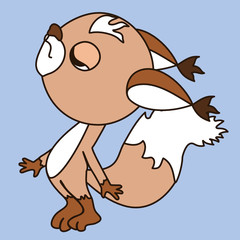 emoticon with a cool indifferent, arrogant, alienated squirrel that stands with its nose raised to the top, color emoji on blue isolated background